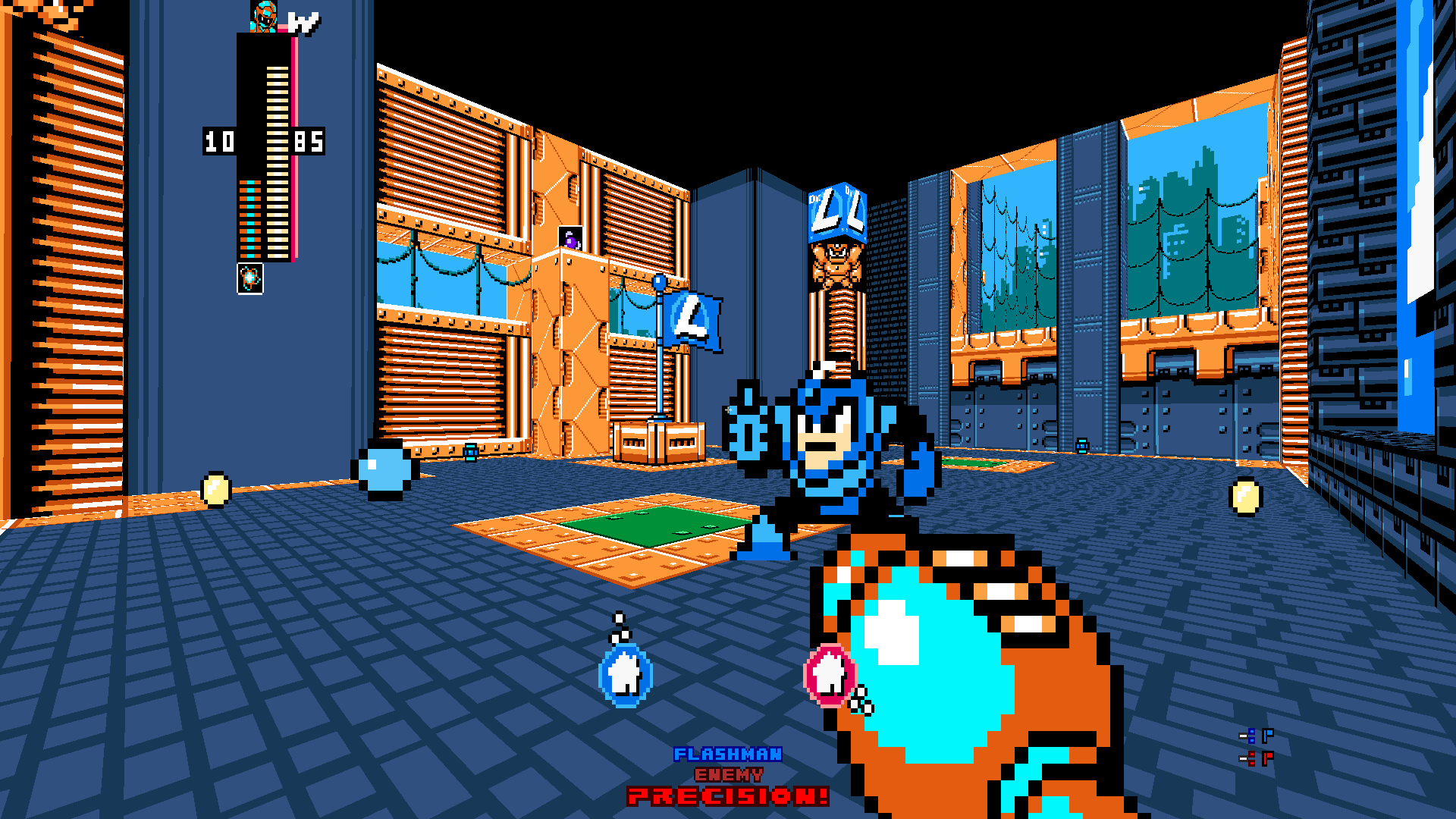 A player dueling Flash Man for his team's flag.
